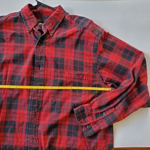 Eddie Bauer small (medium) red & black plaid button up shirt